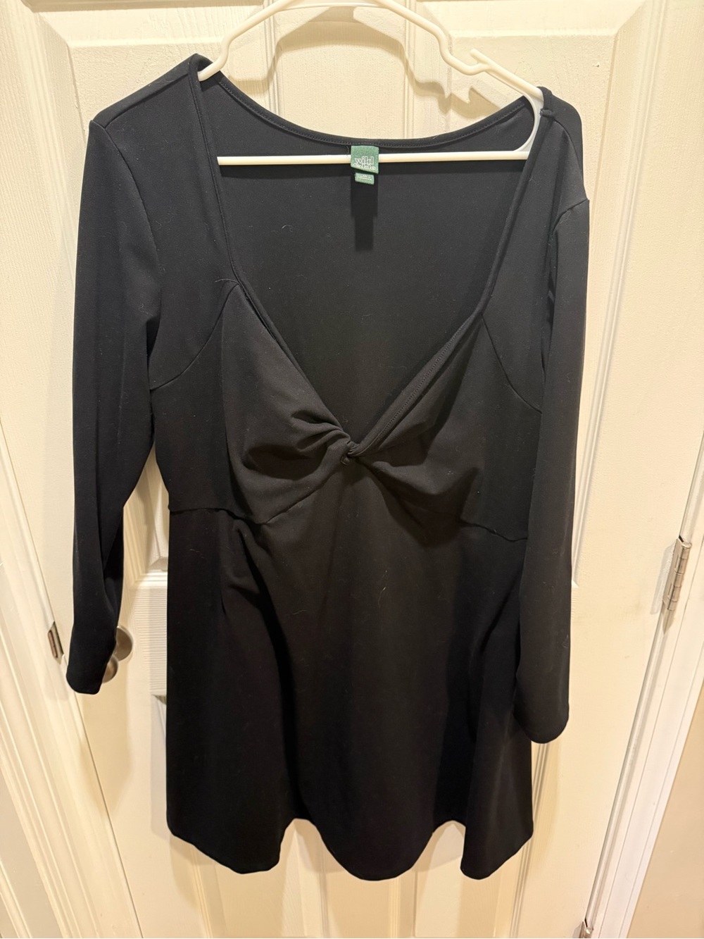 wild fable Black Long-Sleeve Twist Front Mini Dress